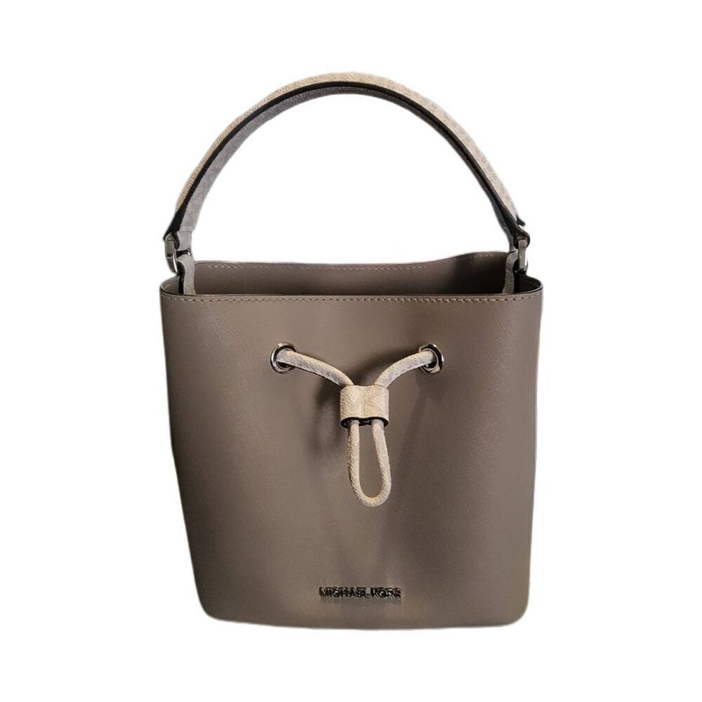 NWOT~MICHAEL KORS Grey/White Saffiano Leather Top Handle Bag/Shoulder Bag